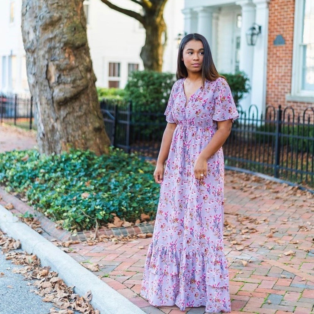 Mauve Floral Maxi Dress